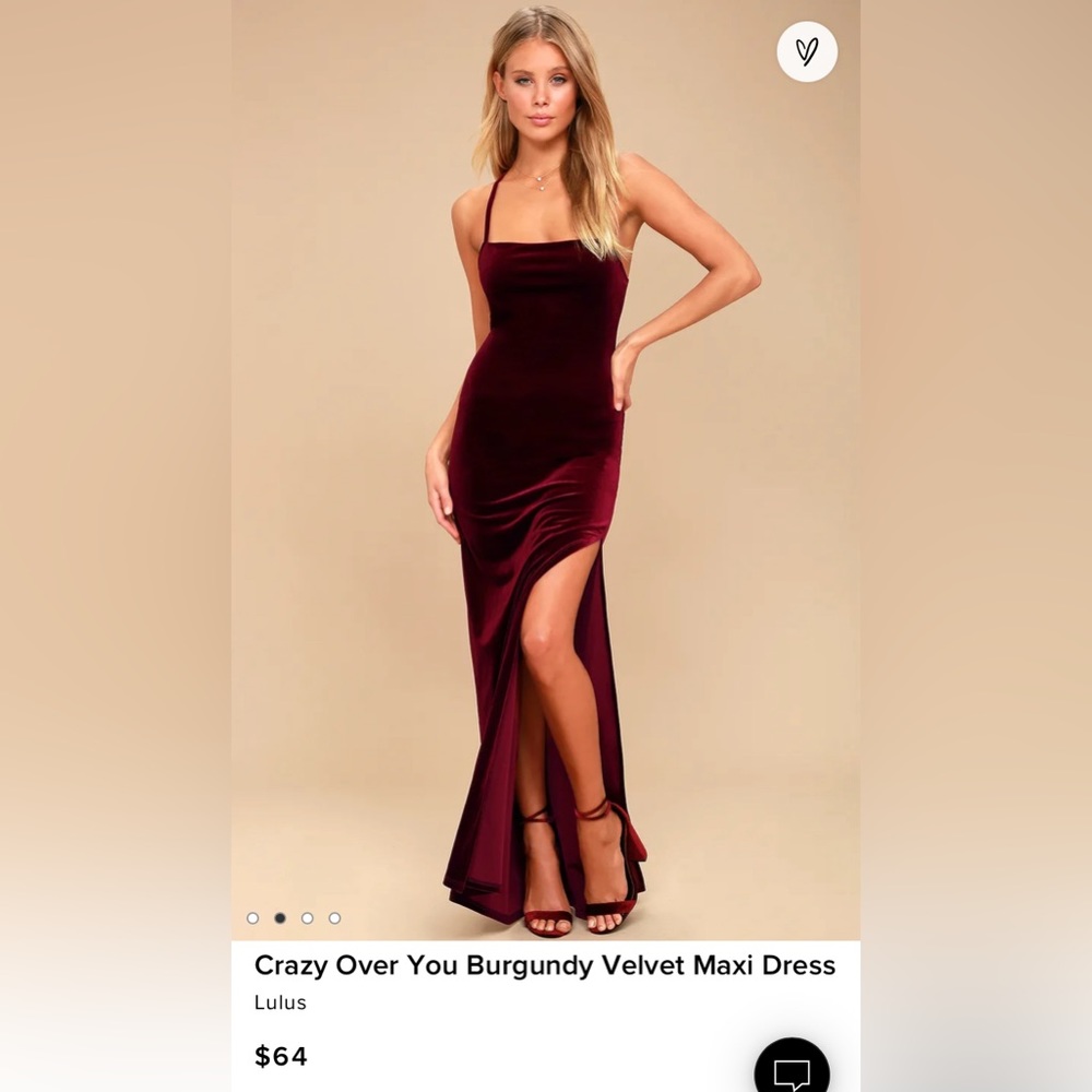 Lulus “Crazy Over You” Burgundy Velvet Maxi Dress